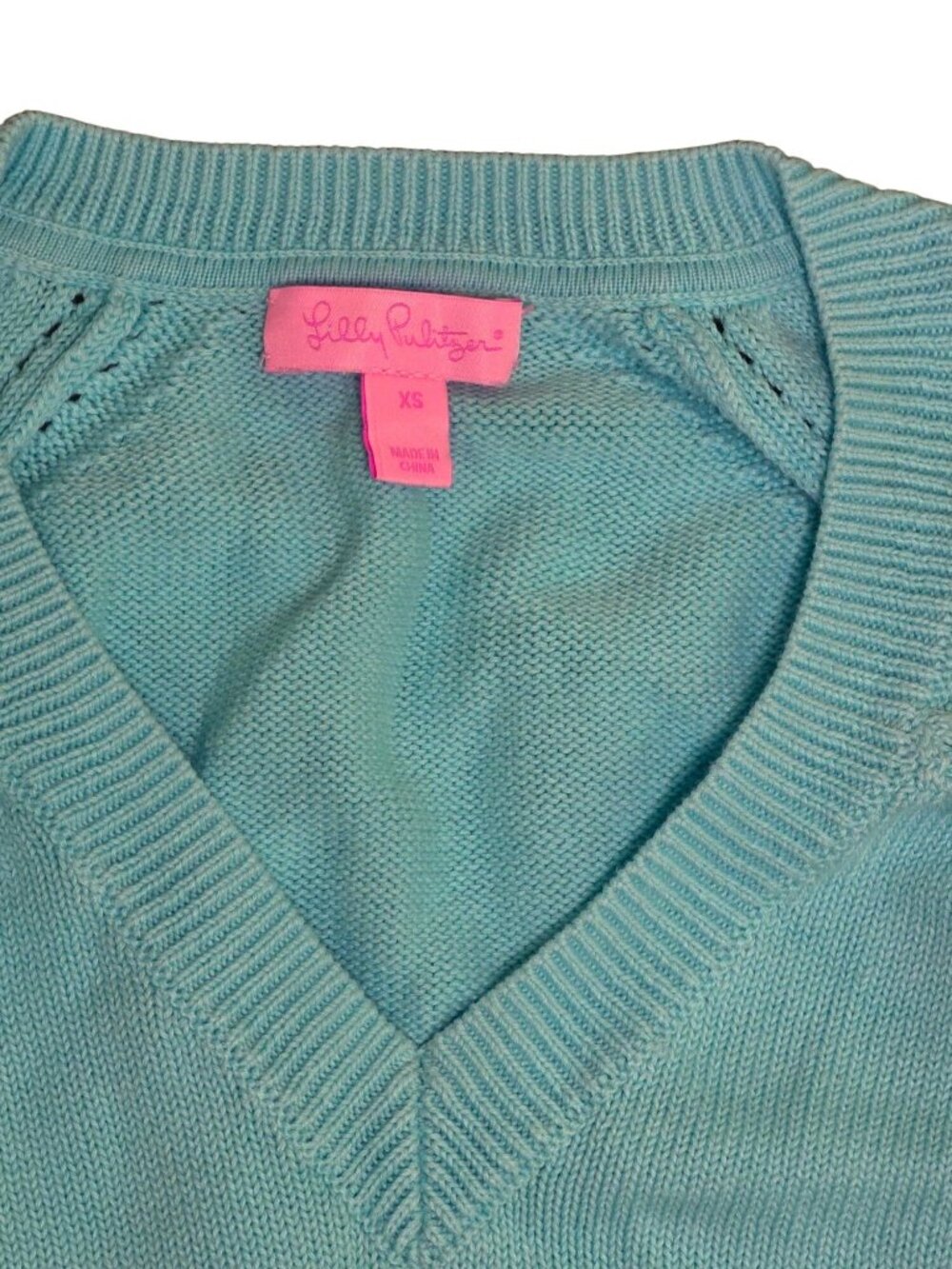 Lilly Pulitzer V-Neck Sweater Cotton Blend Embroidered Sailboat Logo (SKU#1206) - Picture 4 of 5